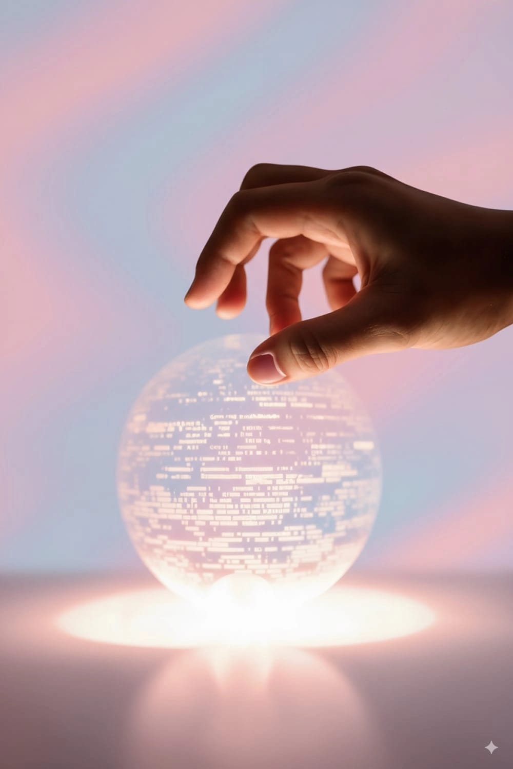 Una mano mentre afferra una sfera astratta